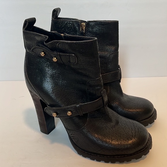 Tory Burch Black Landers Leather Moto Ankle Boot  Bootie - Picture 3 of 11